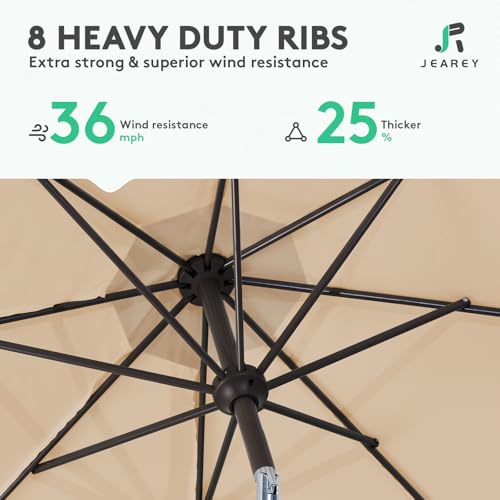 Image of JEAREY 10FT Outdoor Patio Umbrella, Market Umbrella, Beige