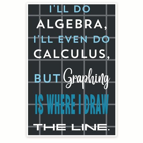 I'll Do Algebra I'll Even Do Calculus - Graphing Is Where I Draw The Line - Funny Punny Math Class Decor - Math Classroom - 12 x 18 Inch Poster - Unframed - Premium 100lb Gloss - Made In USA - BMCP0331