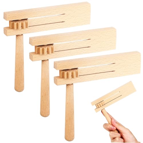 BESPORTBLE 3piezas Matraca De Madera Instrumento Orff Seguridad Infantil Juguetes De Ritmo para Niño Niña y Niñas Reuniones y Fiestas