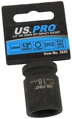 US PRO Tools 18mm Impact Socket 1/2" Drive 6 Point Single Hex 3820