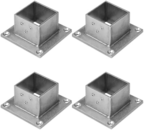 eoere 4 PCS 2" Square Post Flange Base, 304 Stainless Steel Deck Rail Systems for Floor Fence or Deck Mount 2" x 2" Post Fittings