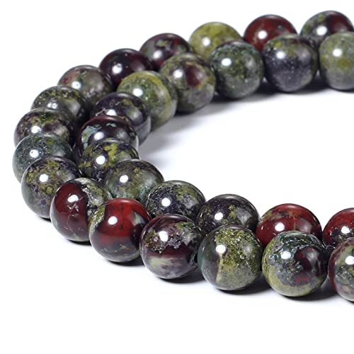 Image of BEADNOVA Natural Dragon Blood Jasper Beads Natural Crystal Beads Stone Gemstone Round Loose Energy Healing with Crystal Stretch Cord for Jewelry Making (8mm, 45-48pcs)