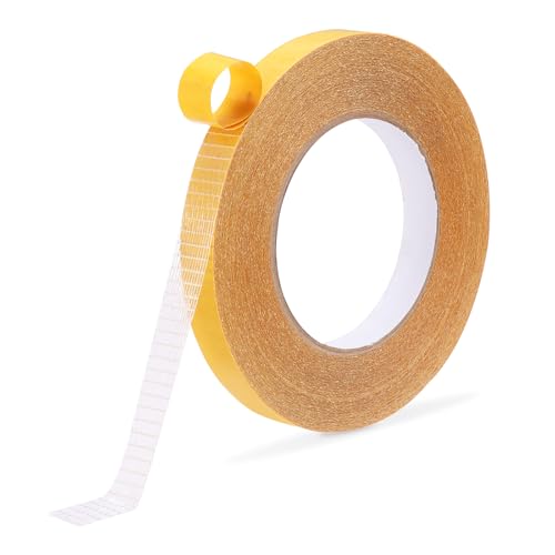 Mynoozi 0.6in. 33ft. Long Double Sided Fabric Tape, Multifunctional Double Sided Tape Heavy Duty, Clear Tape for Clothes, Double Stick Carpet Tape