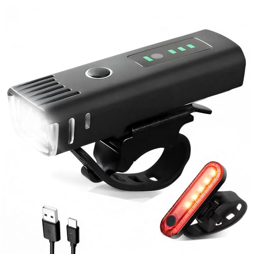 Lumor Super Bright USB-C Rechargeable Bike Light Set, Auto Sensing Bike Lights and Waterproof IPX6 Headlight, 4 Modes and Easy Installation for Men, Women and Kids