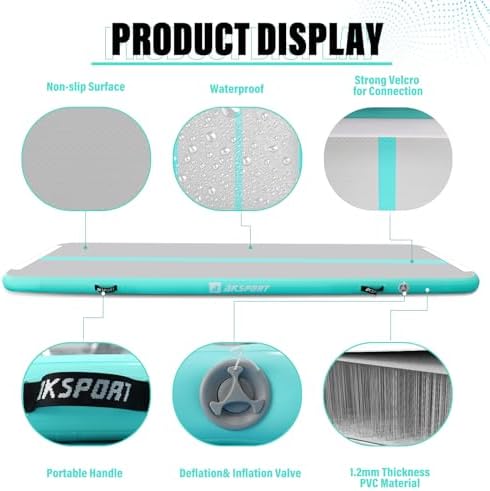 AKSPORT 10ft 13ft 16ft 20ft Air Track Tumbling Mat for Gymnastics Inflatable Airtrack Floor Mats with Electric Air Pump for Home Use Cheerleading Training — view 3