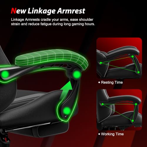 Image of Gaming Chair, Ergonomic Computer Chair with Footrest and Lumbar Support, Height Adjustable Video Game Chair with 360 Swivel Seat and Headrest for Office, Home, Streaming and Gaming (Grey)