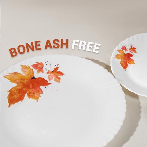 Image of Treo by Milton Opalware Aurelia Mapelle Dinner Set of 13 | Serving for 4 | Microwave & Dishwasher Safe | Bone-Ash Free | Tempered Toughness | Plates & Bowls | Crockery Set for Dining & Gifting