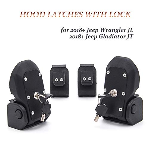 KMFCDAE Jeep Hood Latches JL OEM Original Anti-Theft Hood Locking Catch Latch Kit with 4 Keys for 2018-2021 Jeep Wrangler JL and Jeep Gladiator JT (1 Pair)