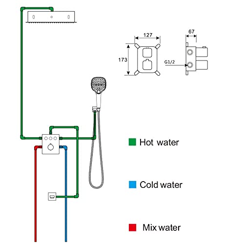 Kit de douche chromé thermostatique encastré avec mitigeur B - 8