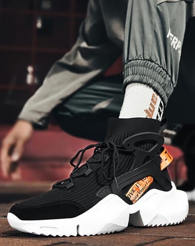 Niepce Inc Streetwear High Top Fashion Men's Knit Chunky Sneakers2