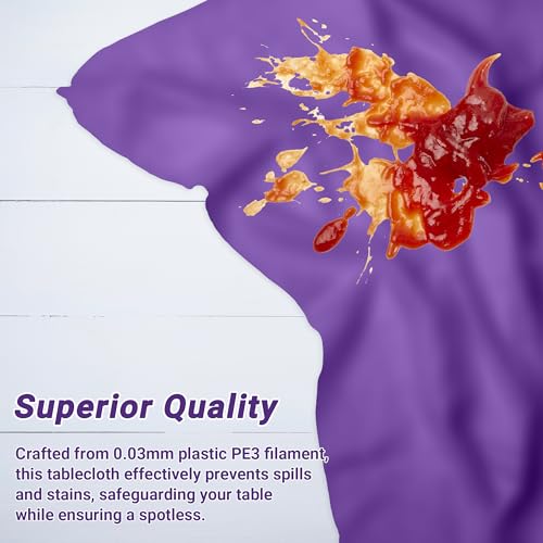 Image of QZYL 4 PCS Plastic Table Cloth, 54 inch x 108 inch Purple Picnic Table Cover, for 6 to 8 Foot Tables, Rectangle Tablecloth for Birthday, BBQ, Wedding and Party Decorations, Indoor Outdoor Home Essentials