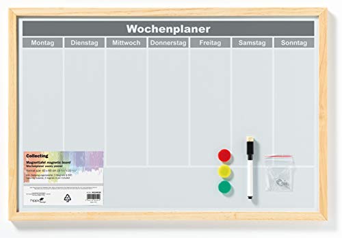 Walther Magnetische Whiteboard, 40x60 cm, Weiß, Melamin, Holzrahmen, Schüler, Schule, Wandmontage
