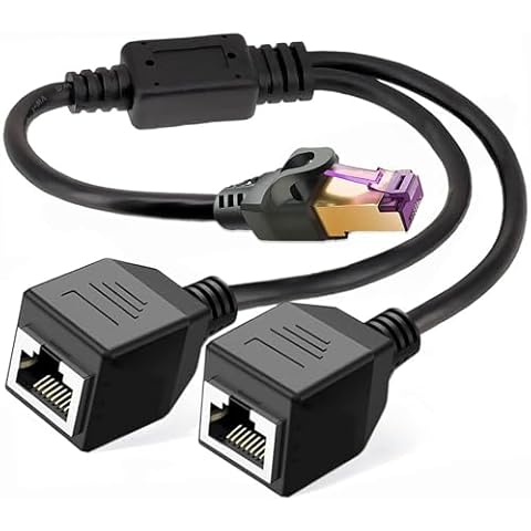 TIEDXIOY RJ45 Ethernet Splitter 1 to 2, Gigabit Ethernet Switch, Starlink Ethernet Adapter for RJ45 Splitter for Cat5/5e/6/7/8 Cable, Ethernet Extender for Internet Cable Cover