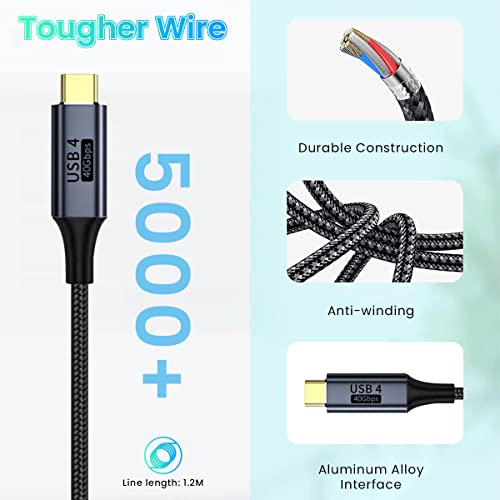 Image of ZORBES Type C to Type C Cable, 5A 100W Thunderbolt 4 Cable Support 40Gbps Data Transfer, 8K Display, 1.65Ft C to C Type Cable Fast Charging with E-Marker Chip for MacBook Pro /Air /iPad /Galaxys20
