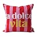 CB Home & Style Outdoorkissen Gartenkissen Wasserabweisend Wasserfest mit Streifen Hallo Sommer Bella Ciao La Dolce vita 45x45cm mit Füllung (Rot/Pink - La Dolce vita)
