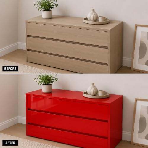 Image of Vinyl Contact Paper Decorative for Cabinets Countertops Kitchen Shelves Liner Self Adhesive Film Peel and Stick Waterproof Removable Wallpaper (Inches 24 x 96, Red Glossy)