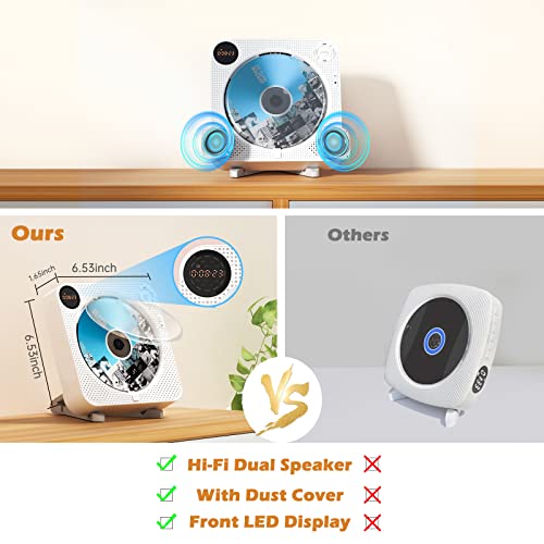 Cd Player Portable, Bluetooth Cd Player With Speakers Wall Cd Player For Home Rechargeable With Remote Control Fm Radio Digital Screen Headphone Jack, Portable Cd Player For Car Support Aux Usb #TOP3