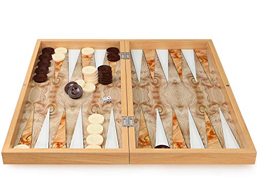 Backgammon SEMUS Luxus TAVLA Intarsien Look XXL GeoMOTIV