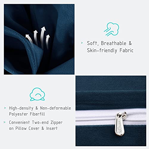 Vercart Triangular Bed Wedge Pillow Back Support Backrest Reading Pillows For Lumbar And Sitting Up, Decorative Throw Pillows For Office Chair Sofa Couch With Removable Velvet Cover Deep Blue 23.5Inch #TOP5