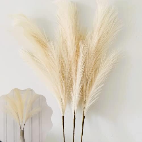 100cm Tall Pampas Grass Beige Faux, Decorative Artificial Flora, Large Feathers Pampass, Long Stem Artificial Fake Plants Branches For Floor Vases, Bedroom Accessories, Preppy Room Decor Aesthetic