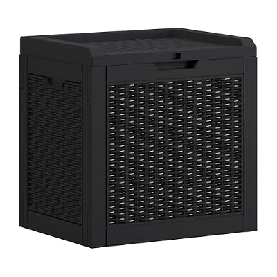 YITAHOME 35 Gallon Outdoor Deck Box, Lockable Waterproof Storage Box, Resin Storage Bin for Patio Cushions, Gardening Tools, UV Resistant, Black