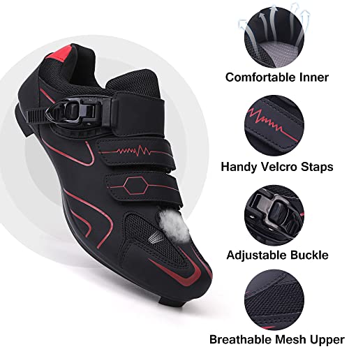 Unisex Cycling Shoes Indoor Clip In Road Bike Bicycle Riding Racing Biking Shoes With Delta Cleats For Mens Womens Indoor Outdoor Bike Pedal Red M10.5 #TOP4