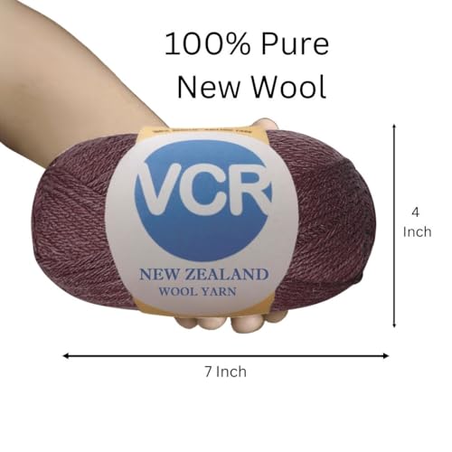 Image of VCR Dark Brown Chunky Wool Yarn,100 Grams, Hank, 196 Meters, 100% New Zealand Wool Knitting Yarn, Soft Crosia Thread Suitable for Baby Blankets & Booties Pack of 1