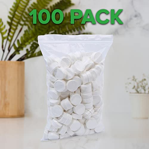 Compressed Towels Toilet Paper Tablets - Portable Compact Disposable Face Towel Wipes - Mini Coin Washcloth Tissues For Travel Camping Or Hiking + Reusable Water Tissue Dispenser (Daily Use 100) #TOP2