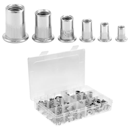 QWORK® Lot de 250 écrous à rivets en acier inoxydable 304, 6 tailles, M3 M4 M5 M6 M8 M10