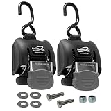BoatBuckle G2 Stainless Steel Retractable Tie-Down Transom Straps - for Brackish or Saltwater Environments - Ratchet Tie Down Straps for Boats - 1500lbs Break Strength, 2 x 43-Inch, 2-Pack