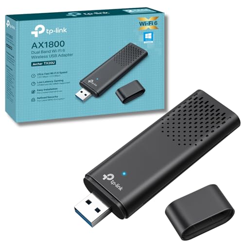 TP Link Archer TX20U WiFi Dongle, AX1800 Adaptador inalámbrico Wi Fi 6 USB WiFi para PC/portátil, dongle Wi Fi SuperSpeed USB 3.0 de Doble Banda, MU MIMO, Baja latencia, WPA3 Altamente Seguro,