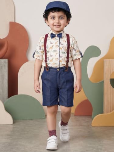 Image of AJ DEZINES Kids Casual Wear Clothing Cotton Shirt Short Set For Boys