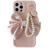 Pearl Chain Bow Phone case Fitted for iPhone 13 11/12 X XR XS Pro Max 7/8Plus Shock-Absorbing Silico