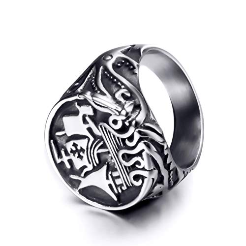 Elfasio Viking Drakkar Ship Kraken Norse Sea Monster Octopus Squid Tentacle Stainless Steel Ring Vintage Size 10 #TOP4