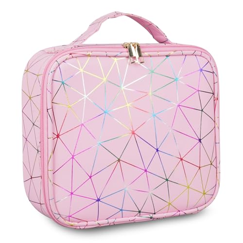 Image of SHAMAX Professional Makeup Case Organizer Bag for Women, Travel Cosmetic Kit Vanity Box with Adjustable Dividers, Portable Beauty Makeup Organiser & Cosmetic Travel Pouch | (Baby Pink)