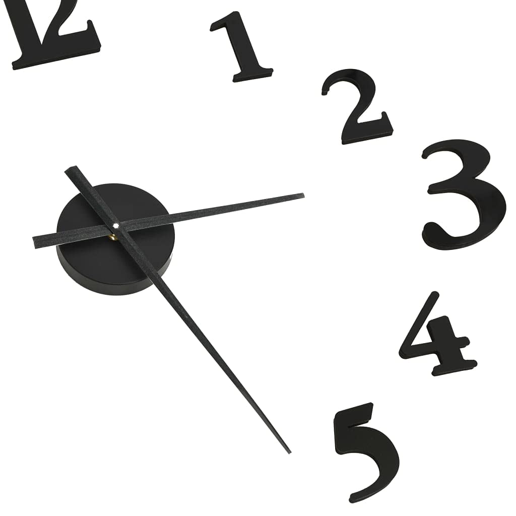 Horloge murale 3D - Design moderne - Noir et blanc - 100 cm - XXL - Fonctionne avec piles - Silencieuse - Avec aiguilles silencieuses - Idéale pour salon, cuisine, bureau, chambre d'enfant et