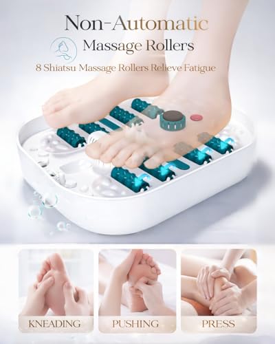 Image of SPA4PIEDS Collapsible Heated Foot Spa Bath with Bubble, Foot Soaking Tub Featuring 8 Shiatsu Rollers Pumice Stone and Built-in Timer for Foot Relaxation, Self Care Gift for Mom,Dad,Parents(Green)