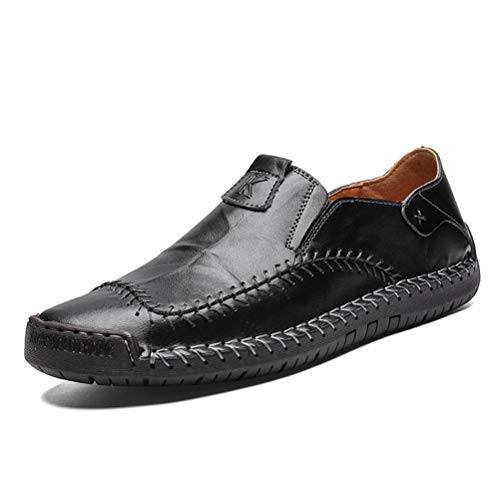 WILTENA Fashion Mens Genuine Leather Loafers Male Hand Stitching Casual Shoes Comfort Slip On Driving Shoes