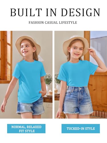 Image of Girls Short Sleeve T Shirts Kids Summer Tops Crewneck Tees 5-14 Years