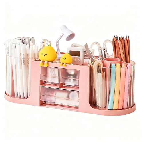 Mxdzshy Organiseur de Bureau Rotatif à 360 Pot à Crayon Rotatif 14 Compartiments Porte Stylos de Bureau Faire Tourner Pot Crayon Rangement Stylo Pour...