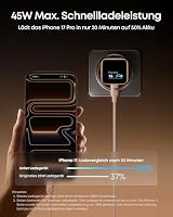 Anker Smart Ladegerät, Anker Nano 45W USB C Ladegerät mit Display und intelligenter Erkennung, integriertem Schonmodus, kompaktes GaN Schnellladegerät für iPhone 17/16/15 Serie, iPad, MacBook – Ansicht 3