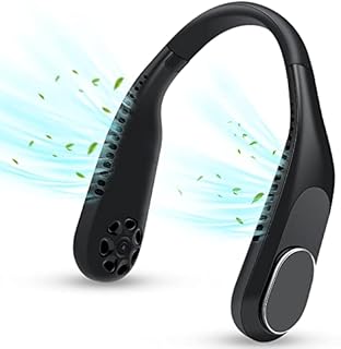 Wolepaz Neck Fan, Portable Neck Fan Hanging Round the Neck, Hands Free Bladeless Mini Fan, USB Rechargeable Personal Headphone Design Cooling Fan with 3 Speed for Sports Travel Outdoor Indoor (Black)