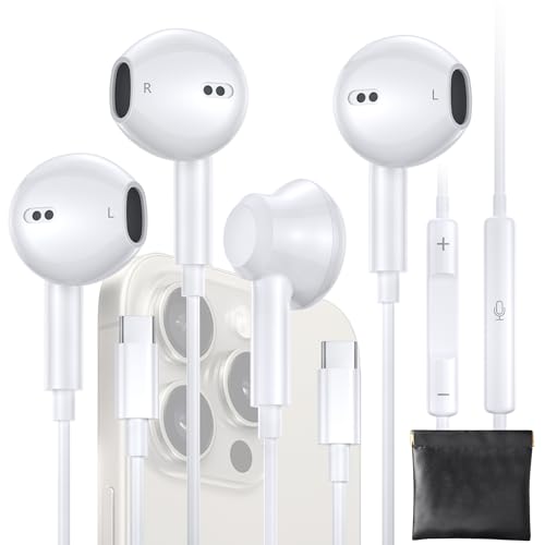 Casque USB C pour iPhone 17 avec micro et contrôle du volume