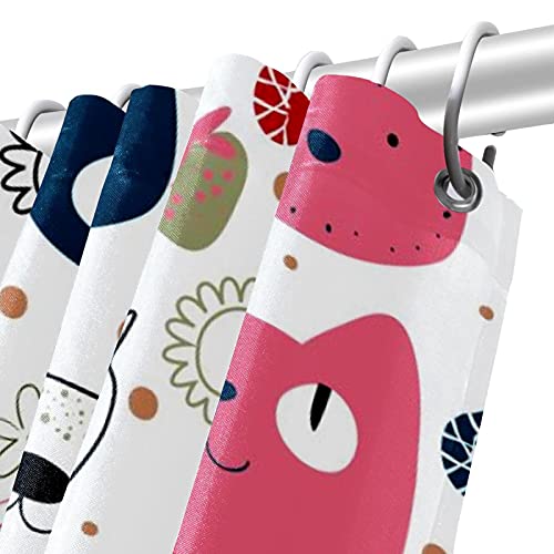 Rideau de douche chat blanc étanche avec 12 crochets solides - 6