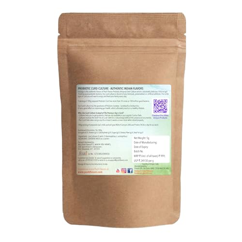 Image of Alla's Posh Flavors Probiotic Artisanal Curd Starter Lab Tested Cultures 5 Sachets Each for 1 to 25 Liter Milk in Home and Commercial Use Natural Make Healthy and Digestive and Good for Gut Health