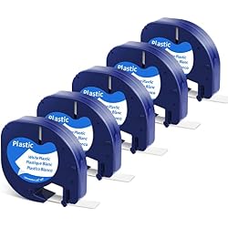 5-Pack White Label Tape Refills 91331 for DYMO LetraTag | 12mm x 4m (1/2