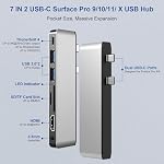 Surface Pro 9/10/11/X Docking Station, Surface Pro 9 USB Hub with 4K HDMI, USB-C Thunderbolt 4 (Display+Data+100W PD), 2 USB 3.0, 3.5mm Audio, SD/TF Card Reader for Surface Pro 9/Pro 10/Pro 11/Pro X