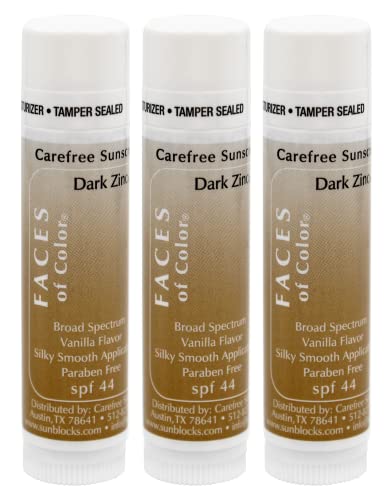Carefree Skincare Faces Of Color Invisible Lip Sunscreen, Clear Application For All Skin Tones, Spf 44, 3 Pack #TOP14