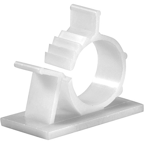 JacobsParts V1 Adhesive Cable Management Clips, 0.85 Inch Adjustable Clamp, White (25 Pack)