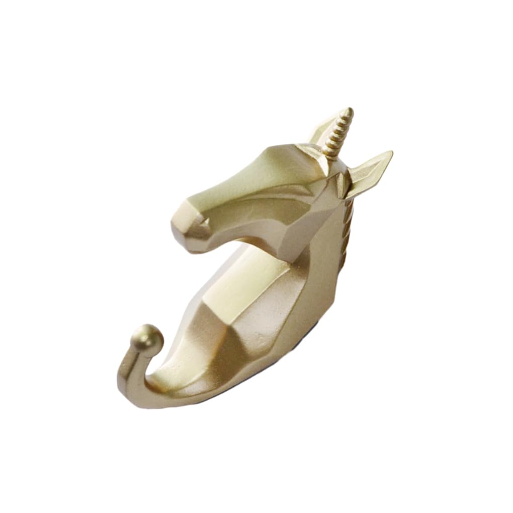 WOVEBIUS Animal Shape Coat Hook Made of Resin for Long-Lasting Not Easy to Wear. Easy to Install Animal Head Coat Hook Coat Hooks Golden(Horse)
